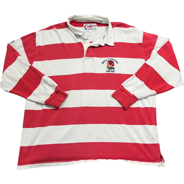 Vintage Red White Cotton Traders Rugby Shirt World Champions England (XXL)