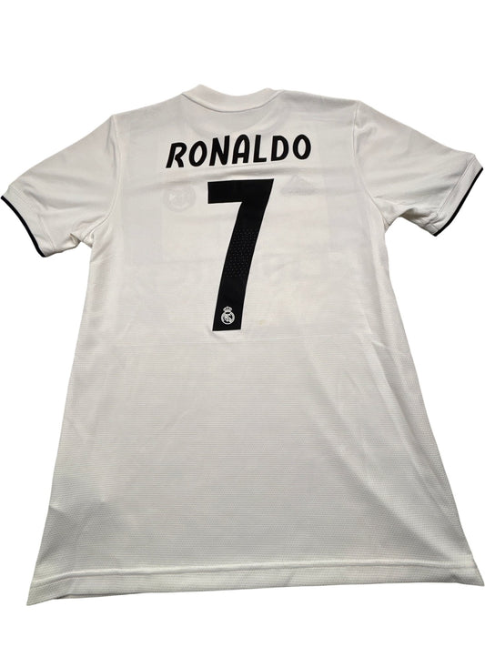 Vintage White Adidas Real Madrid Ronaldo Jersey 2010s (S)