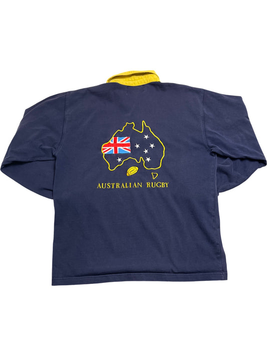 Vintage Blue Clouds Rugby Shirt Australian Rugby (L)