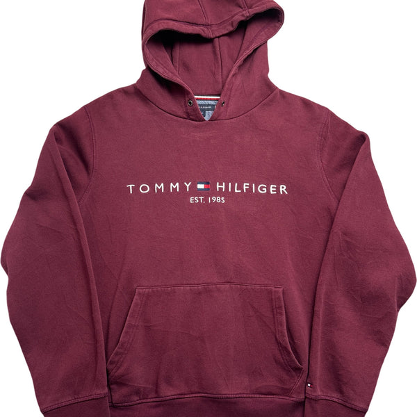 Vintage Burgundy Tommy Hilfiger Hoodie 1980s (XXL)