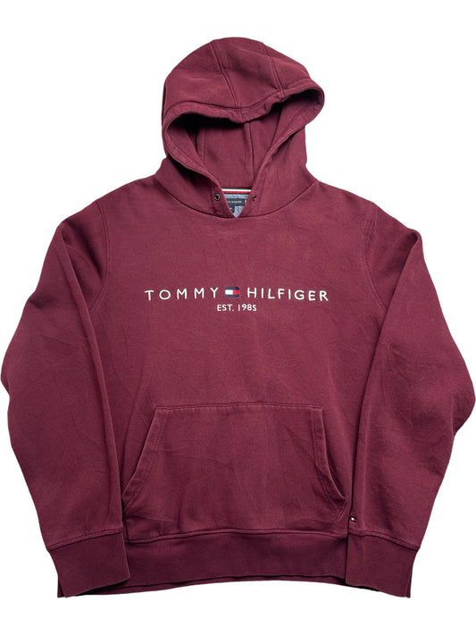 Vintage Burgundy Tommy Hilfiger Hoodie 1980s (XXL)