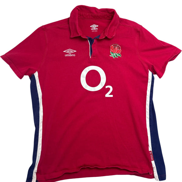 Vintage Red Umbro Rugby Shirt England O2 (XXL)