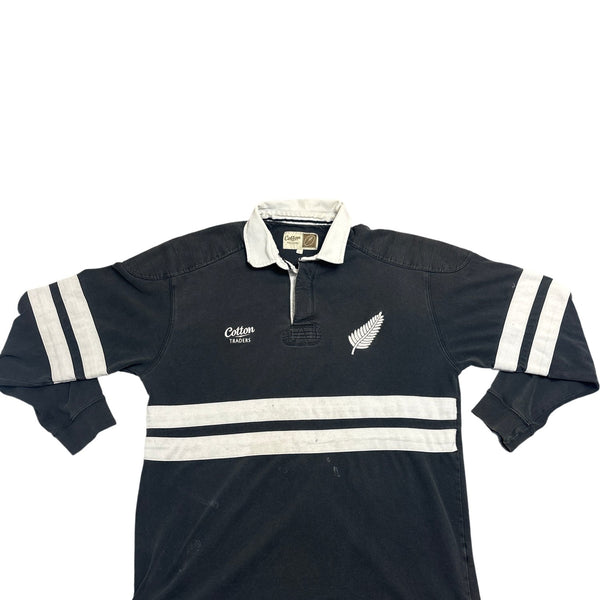 Vintage Black Cotton Traders Rugby Shirt (L)