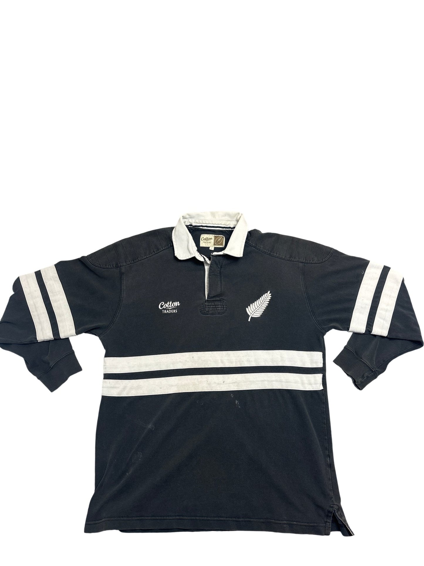 Vintage Black Cotton Traders Rugby Shirt (L)