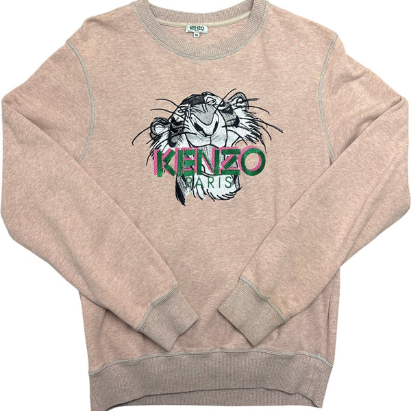 Vintage Pink Kenzo Sweatshirt Tiger Motif (M)
