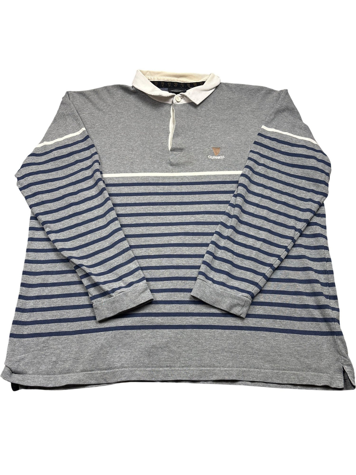Vintage Grey Striped Guinness Rugby Shirt 90s (L)