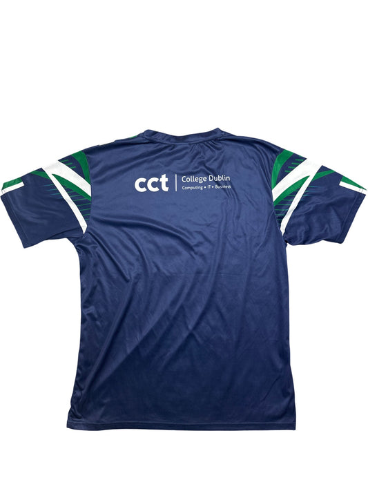 Vintage Blue Soccer Jersey College Dublin Team Shirt (XL)