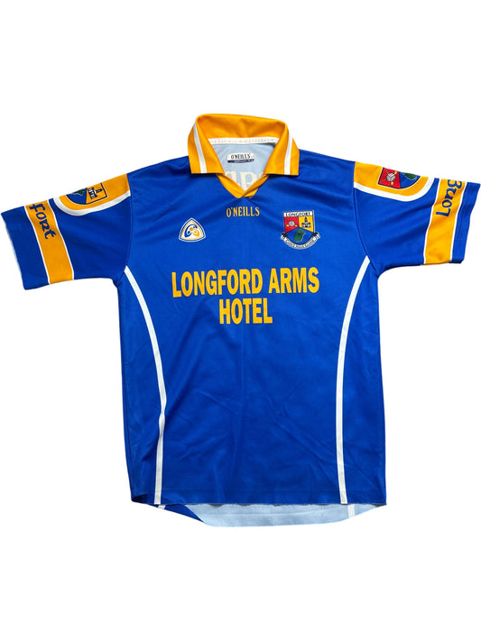 Vintage Blue O'Neills Longfort Jersey 2000s Longfort Arms Hotel 10/11yrs (XXS)