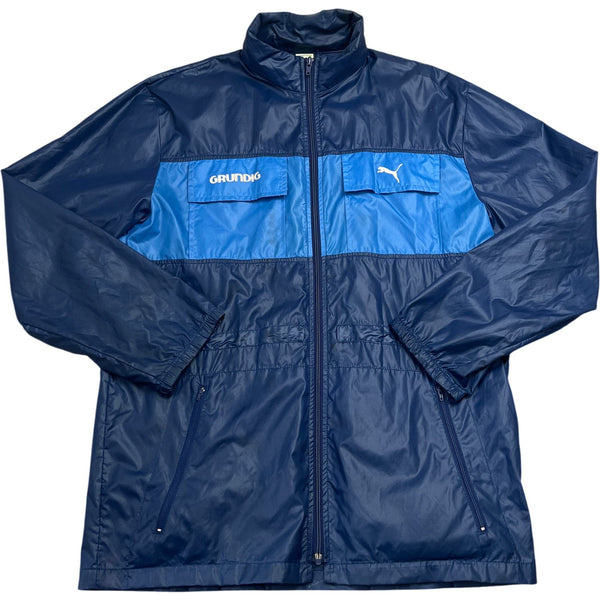 Vintage Blue Puma Windbreaker Grundig Logo 90s (L)