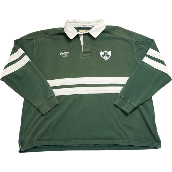Vintage Green Cotton Traders Rugby Shirt Number 1 (XXL)