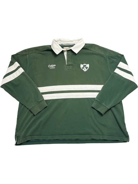 Vintage Green Cotton Traders Rugby Shirt Number 1 (XXL)
