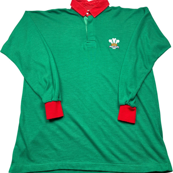 Vintage Green Rugby Shirt Retro (L)