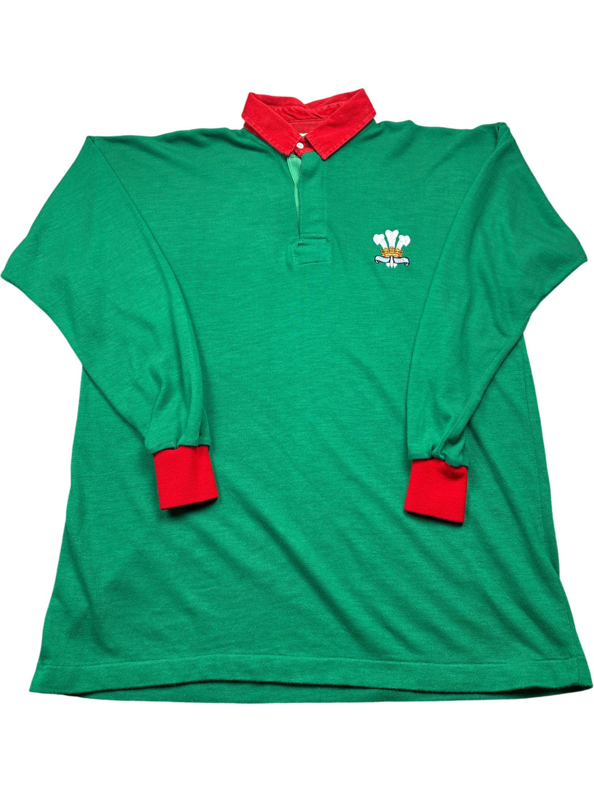 Vintage Green Rugby Shirt Retro (L)