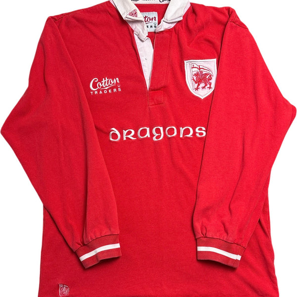 Vintage Wales Red Dragons Rugby Jersey Cotton Traders ()