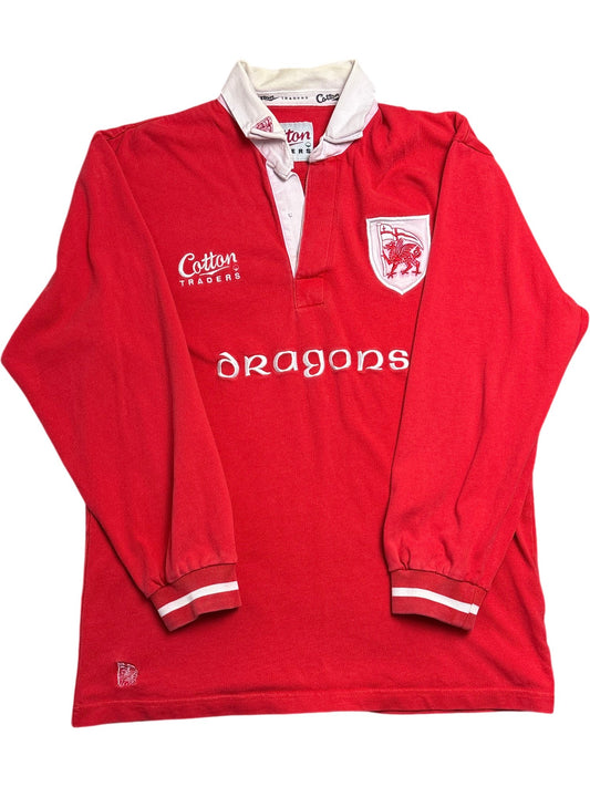 Vintage Wales Red Dragons Rugby Jersey Cotton Traders ()
