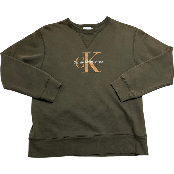Vintage Khaki Calvin Klein Sweatshirt CK (S)