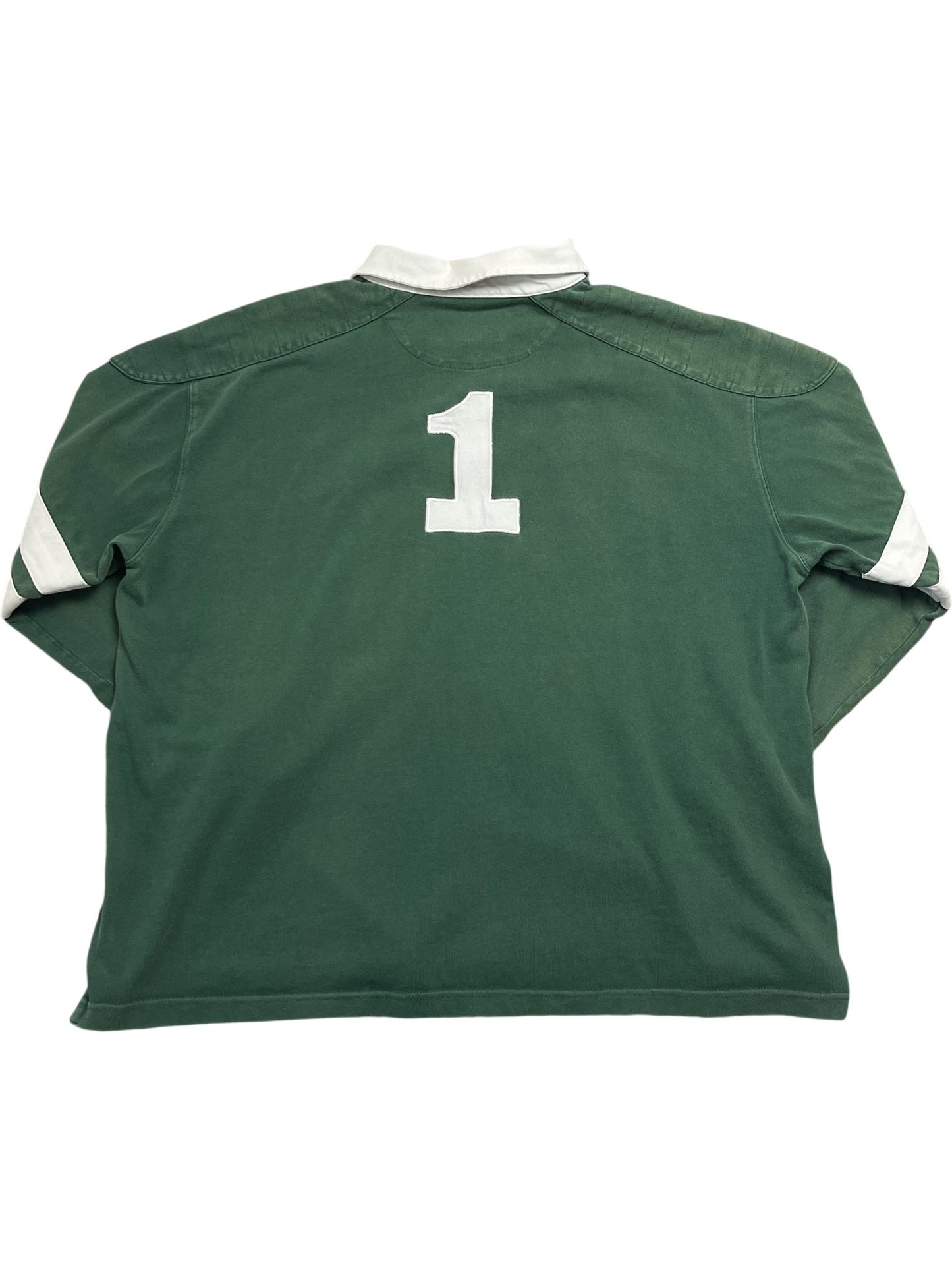Vintage Green Cotton Traders Rugby Shirt Number 1 (XXL)