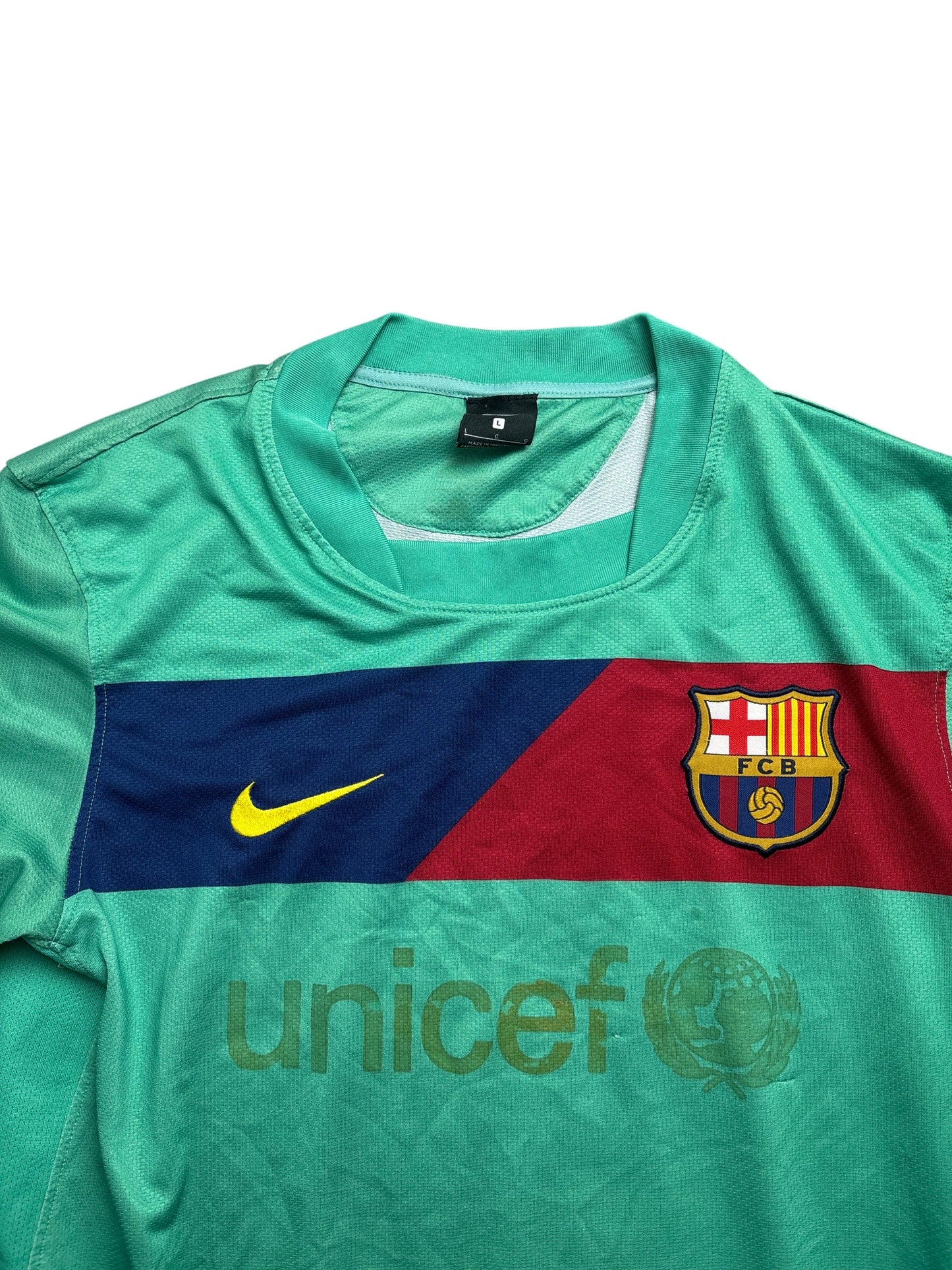 Vintage Green Nike Barcelona Soccer Jersey 2010/2011 (M)