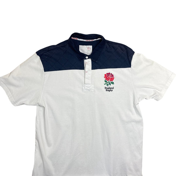 Vintage White England Rugby Polo Shirt (XXL)
