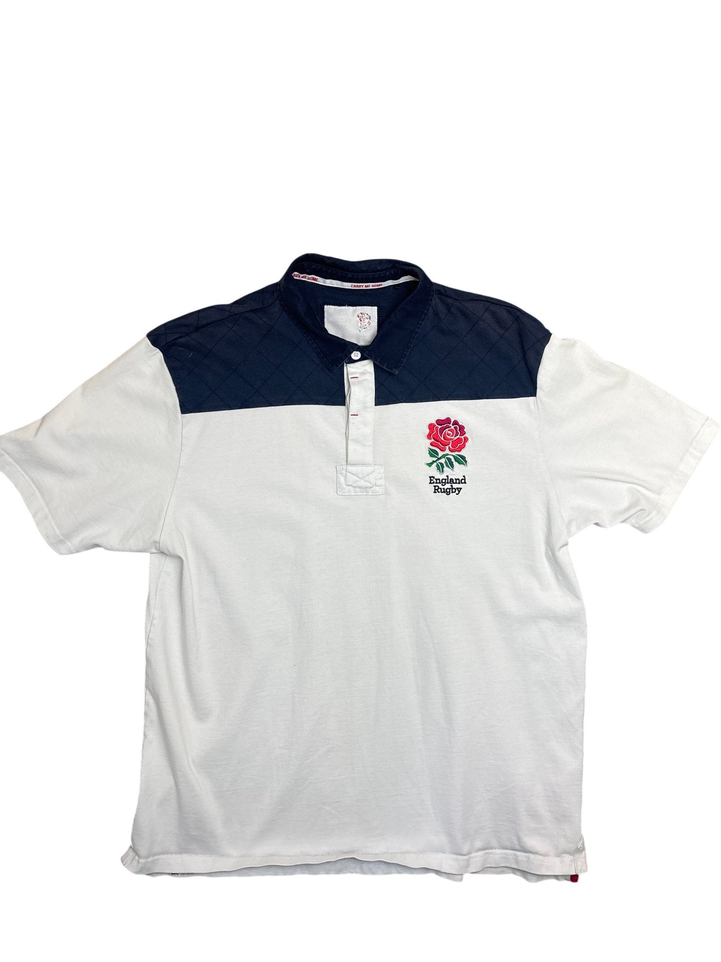 Vintage White England Rugby Polo Shirt (XXL)