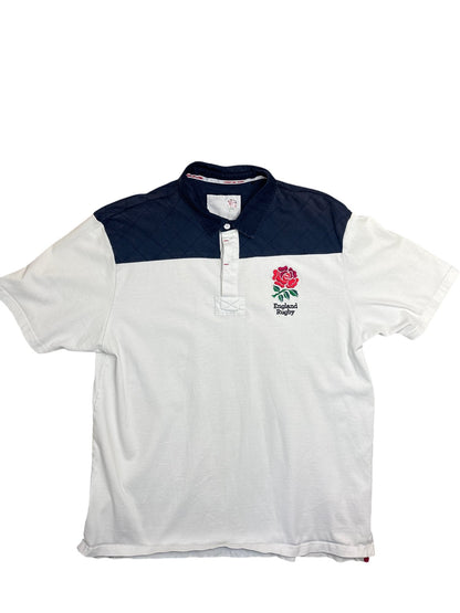 Vintage White England Rugby Polo Shirt (XXL)