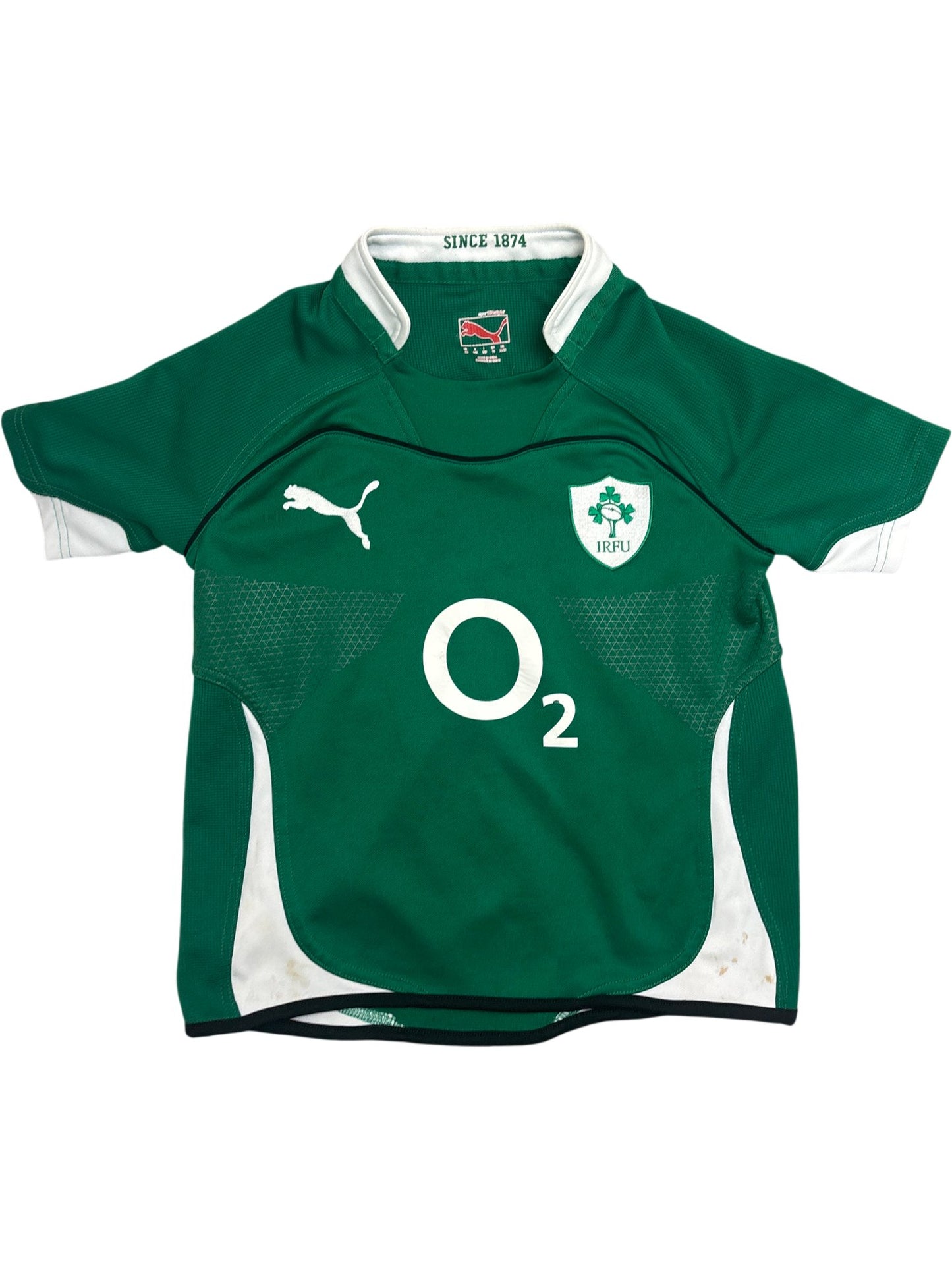 Vintage Green Puma Rugby Jersey Ireland O2 Kids 10-11 (XXS)