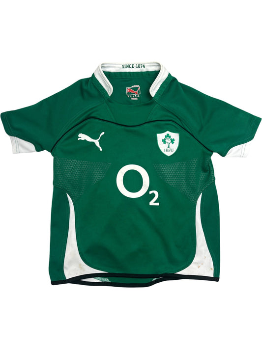 Vintage Green Puma Rugby Jersey Ireland O2 Kids 10-11 (XXS)