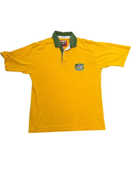 Vintage Yellow Rugby Jersey Australia Crest 90s  (L)