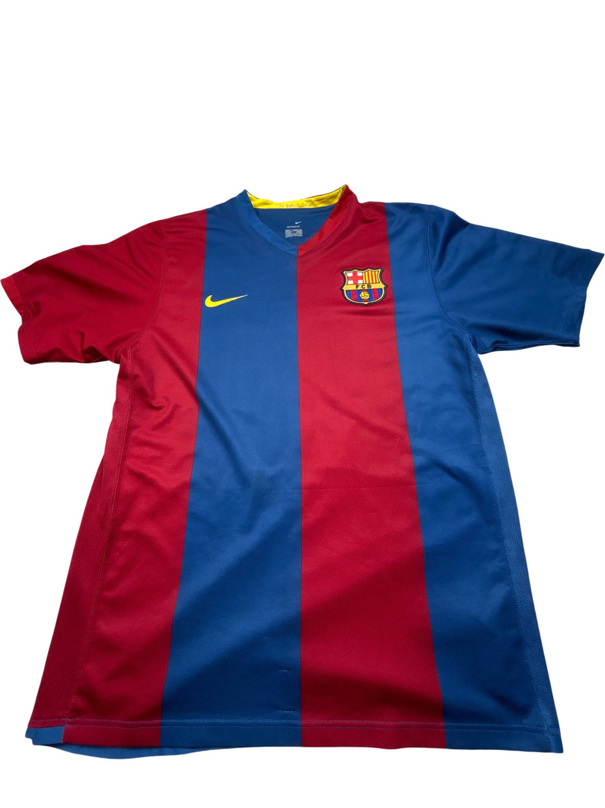 Vintage Red Blue Nike Football Jersey Barcelona Ronaldinho (L)