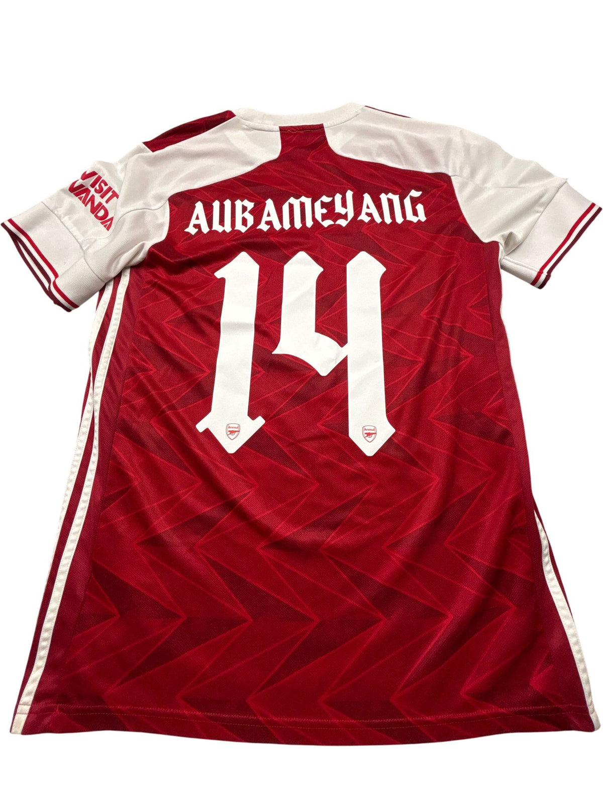 Vintage Red Adidas Arsenal Football Jersey 2020 Aubameyang (M)