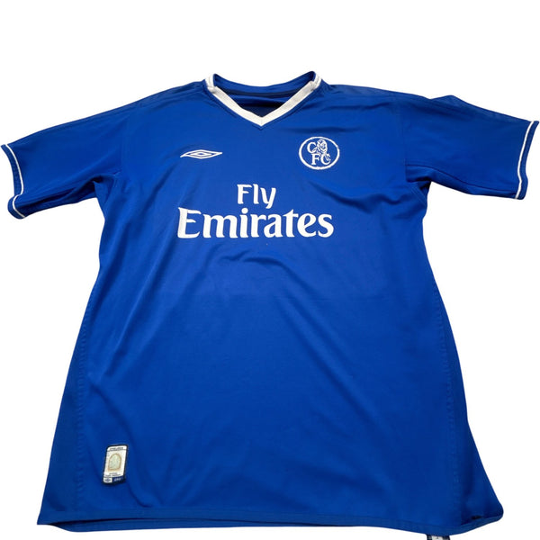 Vintage Blue Chelsea FC Umbro Football Jersey Hasselbaink 2000s (M)