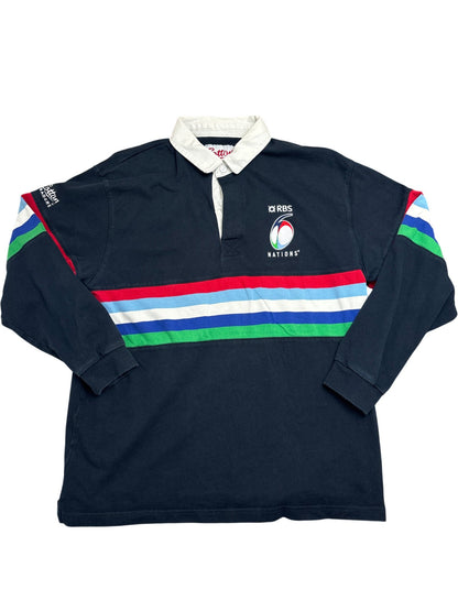 Vintage Black Cotton Traders Rugby Shirt RBS Six Nations (XL)