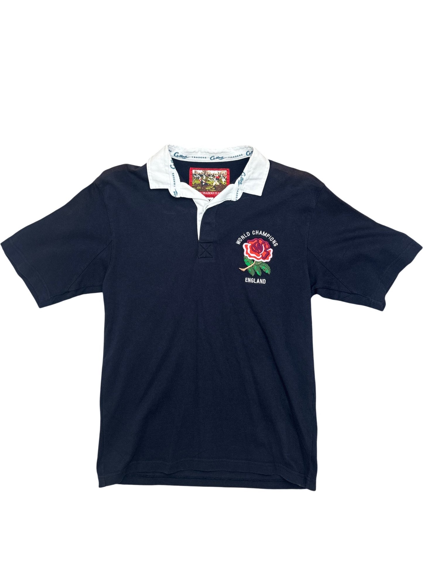 Vintage Navy England Rugby Polo Shirt 90s (S)