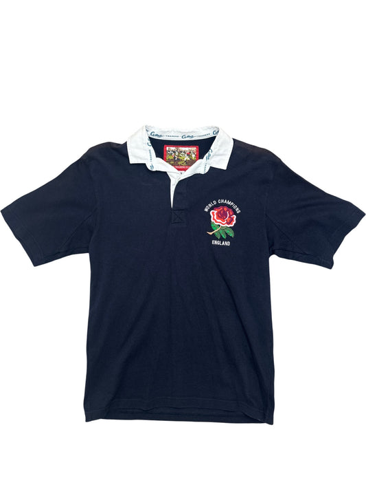 Vintage Navy England Rugby Polo Shirt 90s (S)