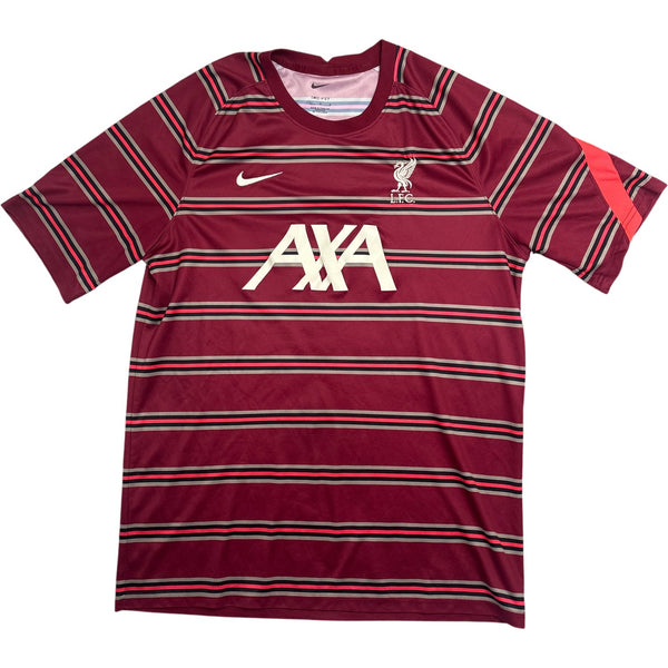 Vintage Red Nike Liverpool FC Striped Jersey (L)