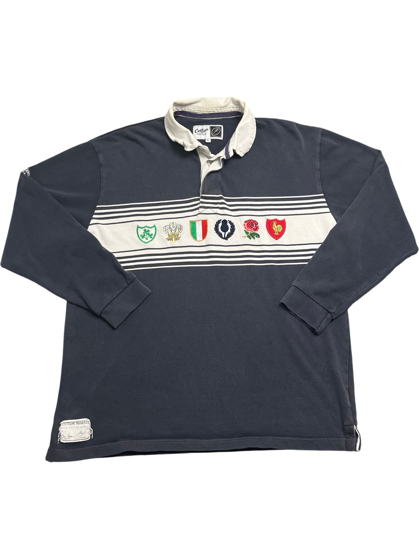 Vintage Navy Cotton Traders Rugby Shirt 90s (XL)