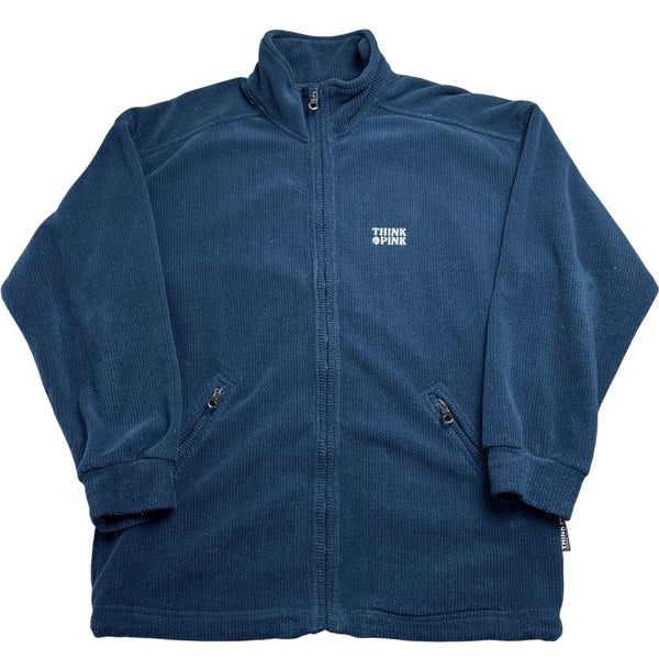 Vintage Blue Think Pink Fleece Jacket (XXL)
