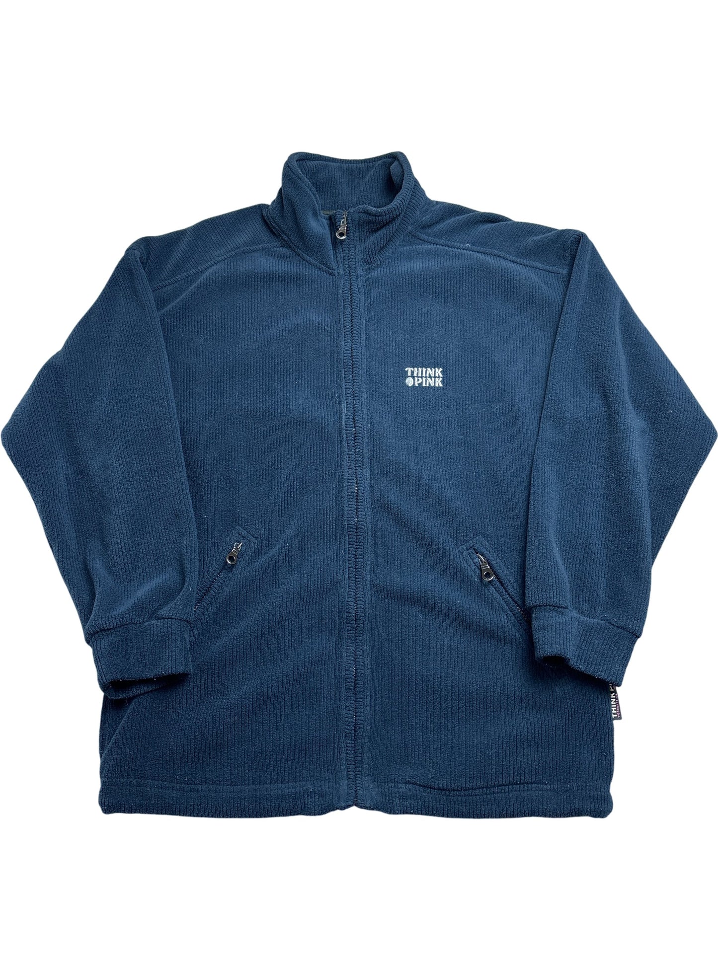 Vintage Blue Think Pink Fleece Jacket (XXL)