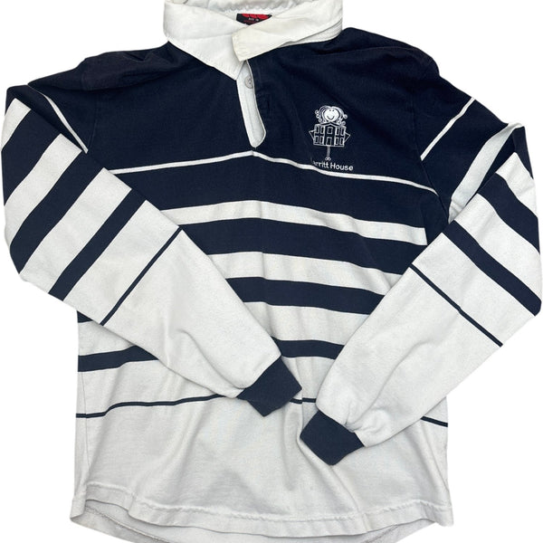 Vintage Blue White Rugby Shirt Larritt (S)