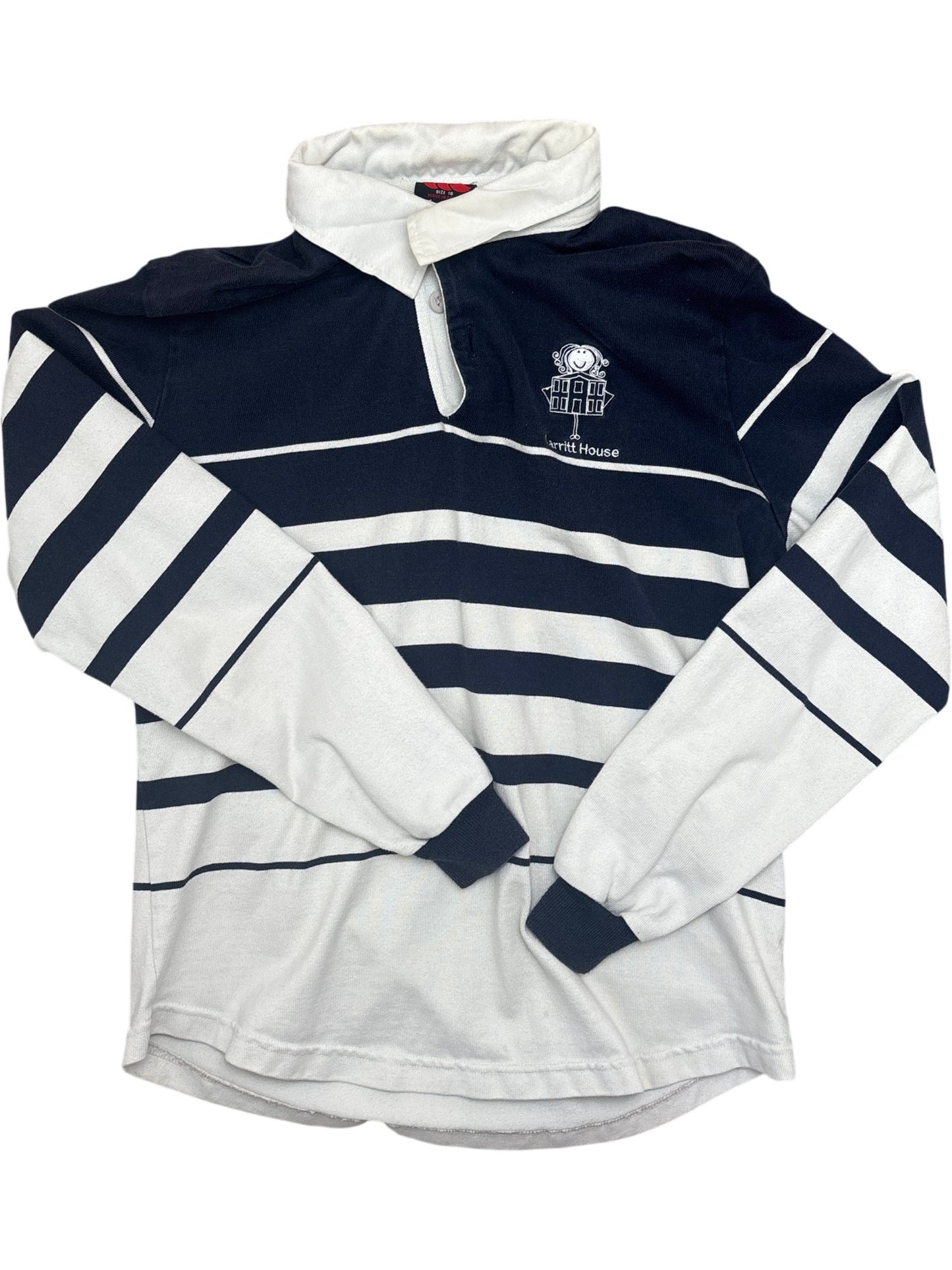 Vintage Blue White Rugby Shirt Larritt (S)