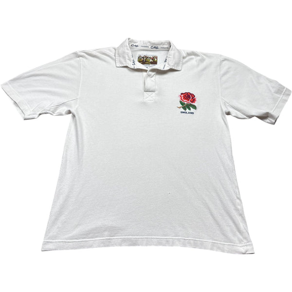 Vintage White Cotton Traders Polo Shirt England Rugby (M)