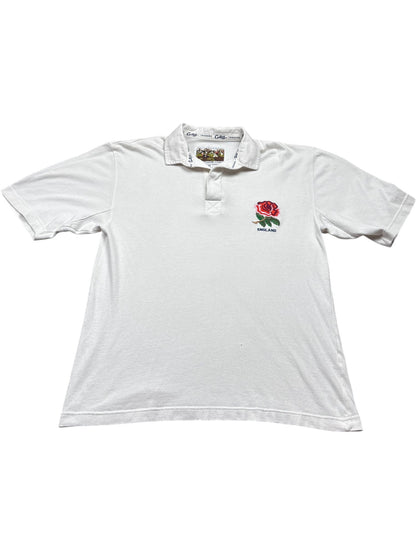 Vintage White Cotton Traders Polo Shirt England Rugby (M)