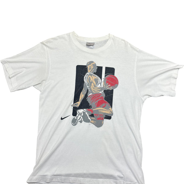 Vintage White Nike T-Shirt Basketball Graphic 90s (M)