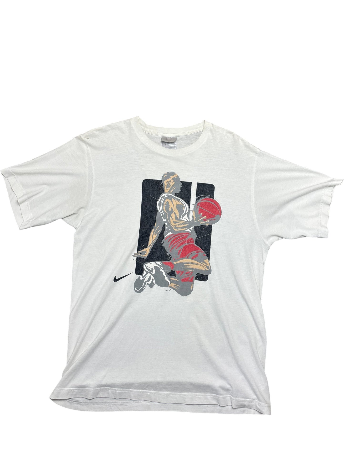 Vintage White Nike T-Shirt Basketball Graphic 90s (M)