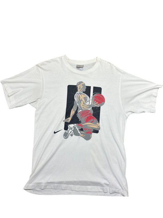 Vintage White Nike T-Shirt Basketball Graphic 90s (M)