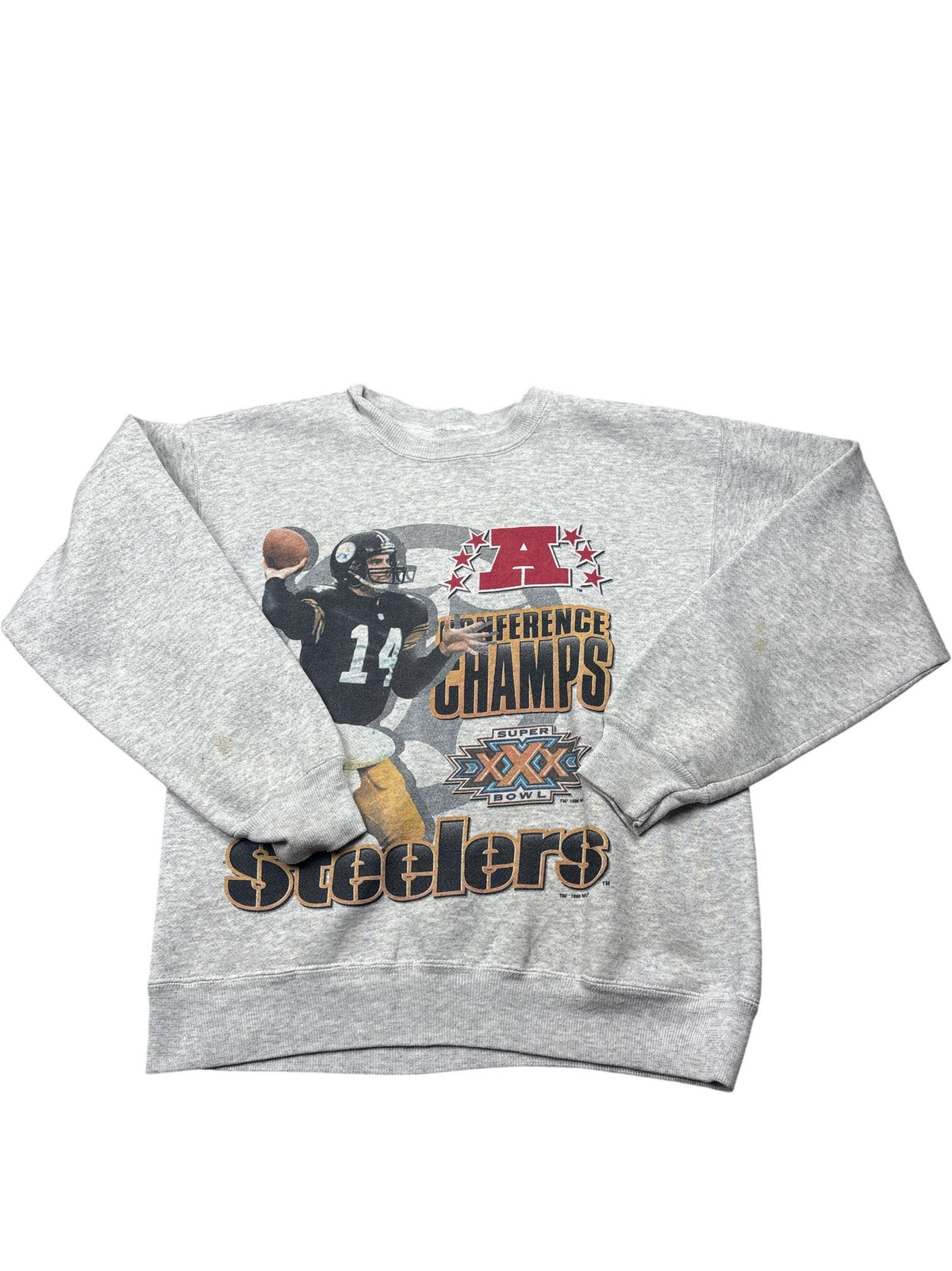 Vintage Grey Steelers Sweatshirt NFL Super Bowl (M)
