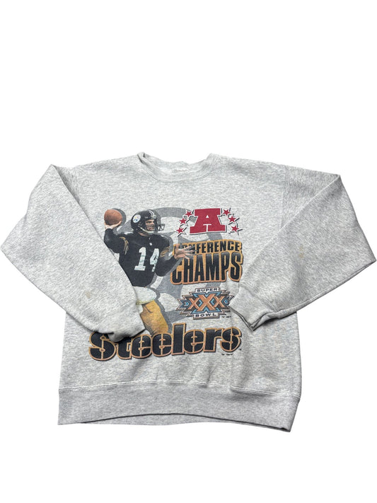 Vintage Grey Steelers Sweatshirt NFL Super Bowl (M)