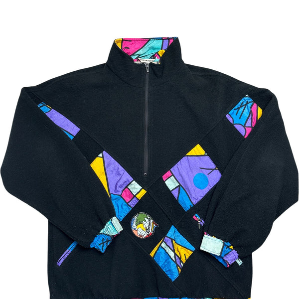 Vintage Black Whack Vintage Fleece Abstract Pattern 90s (M)