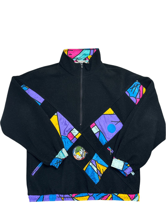 Vintage Black Whack Vintage Fleece Abstract Pattern 90s (M)