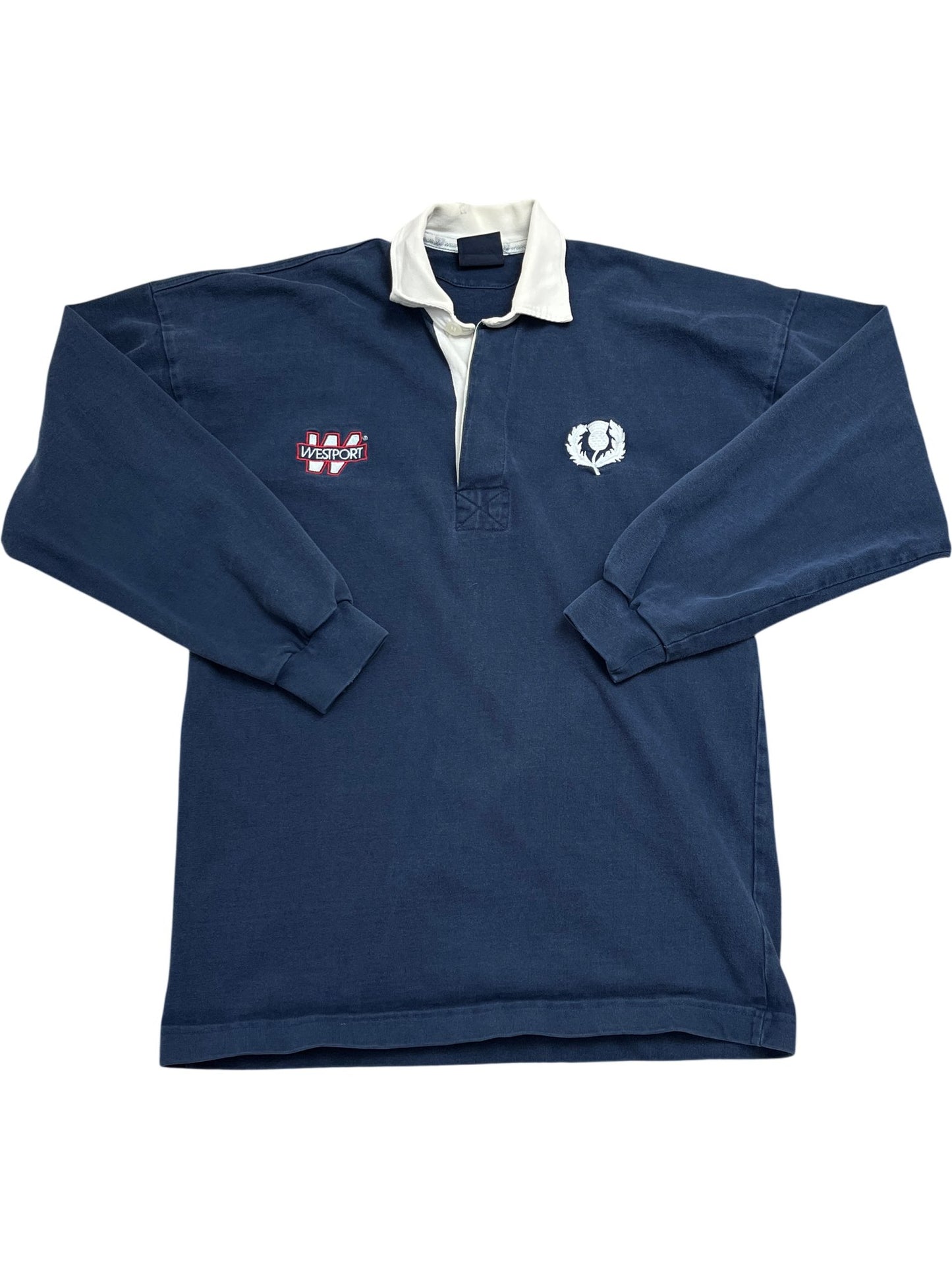 Vintage Blue Rugby Shirt Long Sleeve (S)
